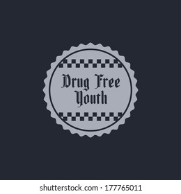 drug free youth emblem badge label