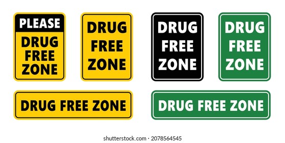 Drug Free Zone. For School Or Work. Stop No Drugs. Say No To Cigarette And Stay Healthy. Smoke Harms The Health. Concept For Red Ribbon Week Is An Alcohol, Tobacco, And Other Drug, Prevention Concept.