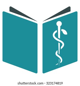 Drug Handbook vector icon. Style is bicolor flat symbol, soft blue colors, rounded angles, white background.