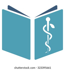 Drug Handbook vector icon. Style is bicolor flat symbol, cyan and blue colors, rounded angles, white background.