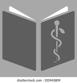 Drug Handbook vector icon. Style is bicolor flat symbol, dark gray and white colors, rounded angles, silver background.