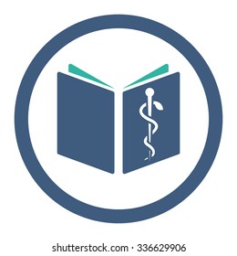 Drug Handbook vector icon. Style is bicolor flat rounded symbol, cobalt and cyan colors, rounded angles, white background.