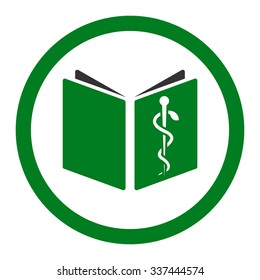 Drug Handbook vector icon. Style is bicolor flat rounded symbol, green and gray colors, rounded angles, white background.