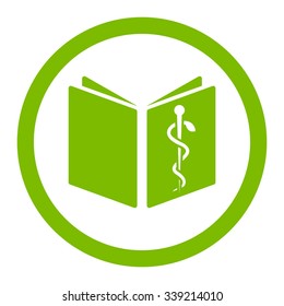 Drug Handbook vector icon. Style is flat rounded symbol, eco green color, rounded angles, white background.