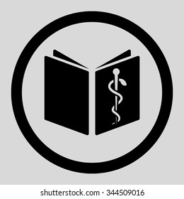 Drug Handbook vector icon. Style is flat rounded symbol, black color, rounded angles, light gray background.