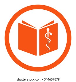 Drug Handbook vector icon. Style is flat rounded symbol, orange color, rounded angles, white background.