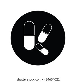 Drug icon in black circle . Vector illustration