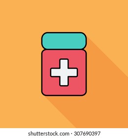 Drug icon. Flat vector related icon with long shadow for web and mobile applications. It can be used as - logo, pictogram, icon, infographic element. Vector Illustration.