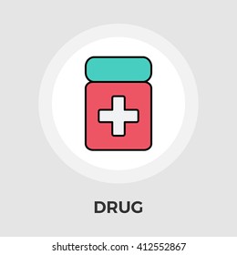 Drug icon vector. Flat icon isolated on the white background. Editable EPS file. Vector illustration.