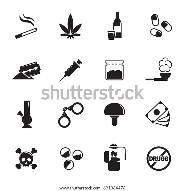 Drug Icons Mono Vector Symbols Black Stock Vector (Royalty Free) 691364476