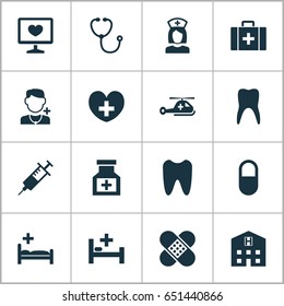 Drug Icons Set. Collection Of Chest, Tent, Nanny And Other Elements. Also Includes Symbols Such As Pharmaceutical, Copter, Medical.