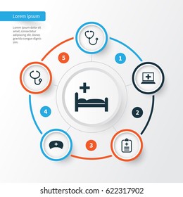 Drug Icons Set. Collection Of Database, Analyzes, Polyclinic And Other Elements. Also Includes Symbols Such As Analyzes, Pulse, Data.