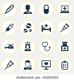 Drug Icons Set. Collection Of Injection, Mark, Nanny And Other Elements. Also Includes Symbols Such As Capsule, Health, Nanny.