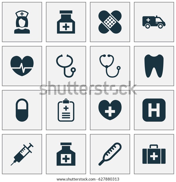 Drug Icons Set. Collection Of Injection,\
First-Aid, Painkiller And Other Elements. Also Includes Symbols\
Such As Analyzes, Ache,\
Heartbeat.