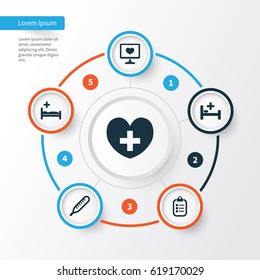 Drug Icons Set. Collection Of Polyclinic, Tent, Mark And Other Elements. Also Includes Symbols Such As Heal, Heartbeat, Care.
