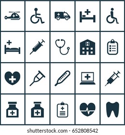 Drug Icons Set. Collection Of Tent, Database, Heal And Other Elements. Also Includes Symbols Such As Peck, Bed, Analyzes.