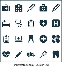 Drug Icons Set. Includes Icons Such As Chest, Bus, Hospital And Other.