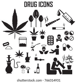 Drug icons set vector. 