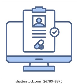 Ilustração do vetor do ícone azul de identificação do medicamento
