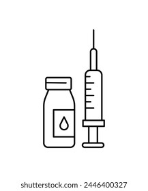 drug with injection icon, vector best line icon.