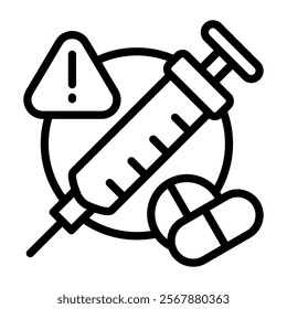 Drug Interaction Icon Lineal Style Vector Illustration