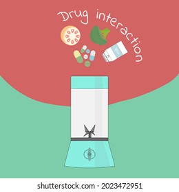 Drug Interaction Infographic For Medical Concept , Vector