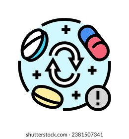 drug interaction pharmacist color icon vector. drug interaction pharmacist sign. isolated symbol illustration