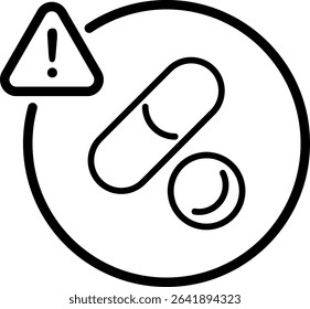 Drug interaction warning alert icon