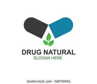 Drug logo vector With Leaf