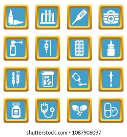 Drug medicine icons set vector sapphirine square isolated on white background 