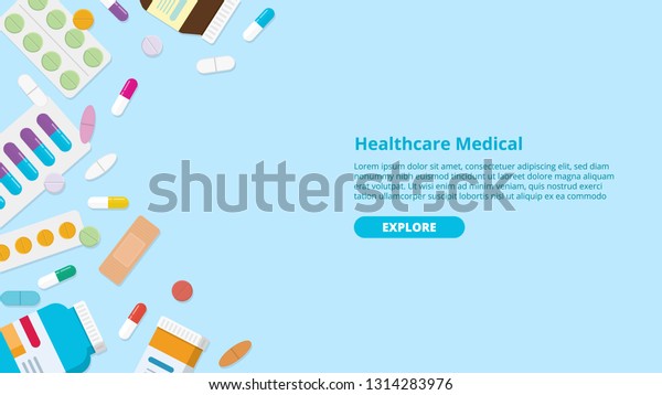 Drug Medicine Pills Template Banner Free Stock Vector (Royalty Free ...