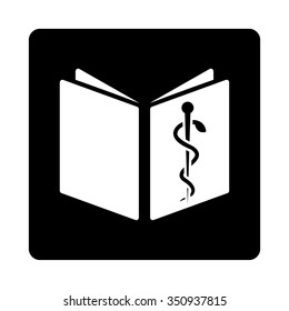 Drug Notebook vector icon. Style is flat rounded square button, white and black colors, white background.