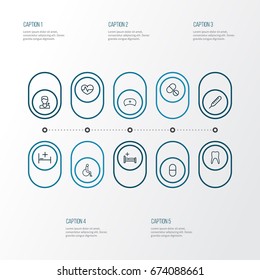 Drug Outline Icons Set. Collection Of Tablets, Doctor, Temperature And Other Elements. Also Includes Symbols Such As Cap, Cure, Temperature.