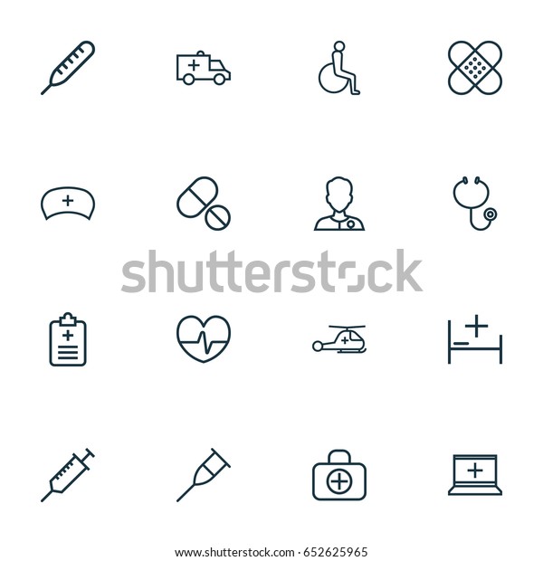 Drug Outline Icons Set. Collection Of Rapport,\
Car, Medic And Other Elements. Also Includes Symbols Such As Pills,\
Apparatus, Medic.