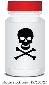 Drug packaging with a warning about the poison. Vector illustration.