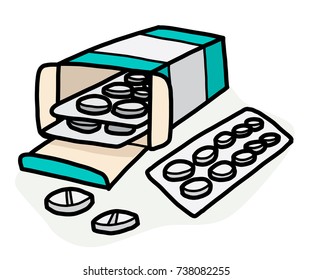 drug in paper box / cartoon vector and illustration, hand drawn style, isolated on white background.