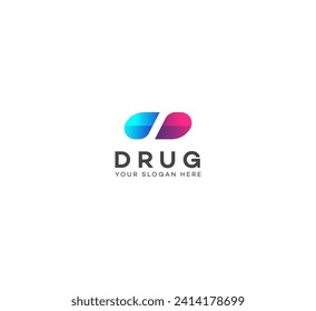 Drug, Pill, Capsule logo design template. Vector medical tablet logotype pharmacy logo design.