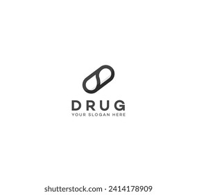 Drug, Pill, Capsule logo design template. Vector medical tablet logotype pharmacy logo design.