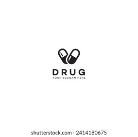 Drug, Pill, Capsule logo design template. Vector medical tablet logotype pharmacy logo design.