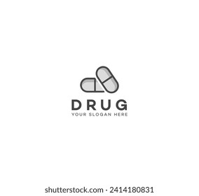 Drug, Pill, Capsule logo design template. Vector medical tablet logotype pharmacy logo design.