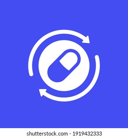 drug, pill icon with arrow, vector