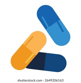 Drug Pills icon, on transparent background, flat line design, vector illustration
