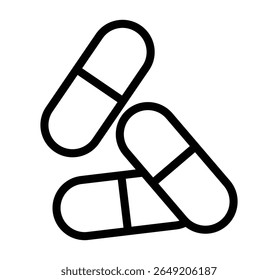 Drug Pills icon, on transparent background, flat line design, vector illustration