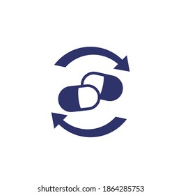 drug, pills vector icon with arrows