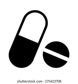 Drug Prescription Pill And Tablet Pill Medication Flat Vector Icon For Medical Apps And Websites