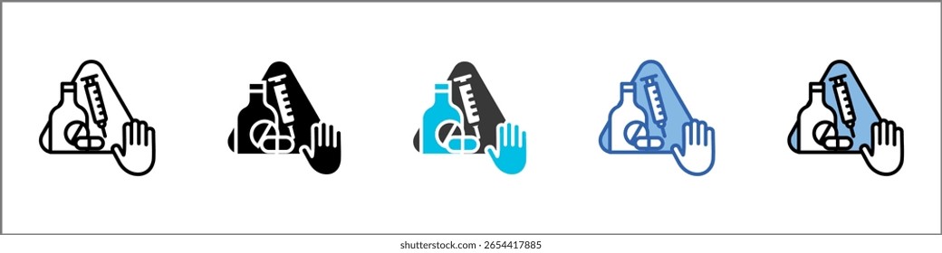 Drug Prevention Icon Pack Multistyle Illustration