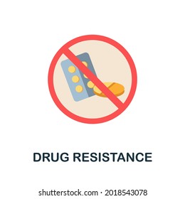 Drug Resistance flat icon. Colored sign from antibiotic resistance collection. Creative Drug Resistance icon illustration for web design, infographics and more