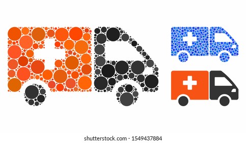 Drug shipment composition of round dots in different sizes and color hues, based on drug shipment icon. Vector dots are grouped into blue composition.