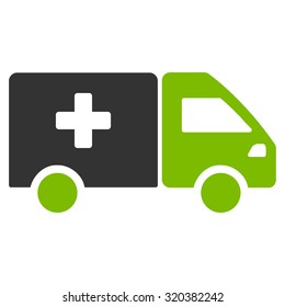 Drug Shipment vector icon. Style is bicolor flat symbol, eco green and gray colors, rounded angles, white background.