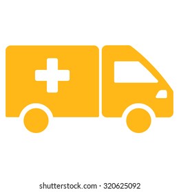 Drug Shipment vector icon. Style is flat symbol, yellow color, rounded angles, white background.